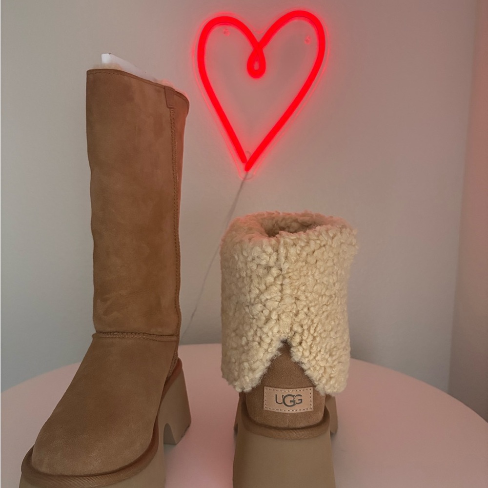UGG Brown and Cream Shearling Boots